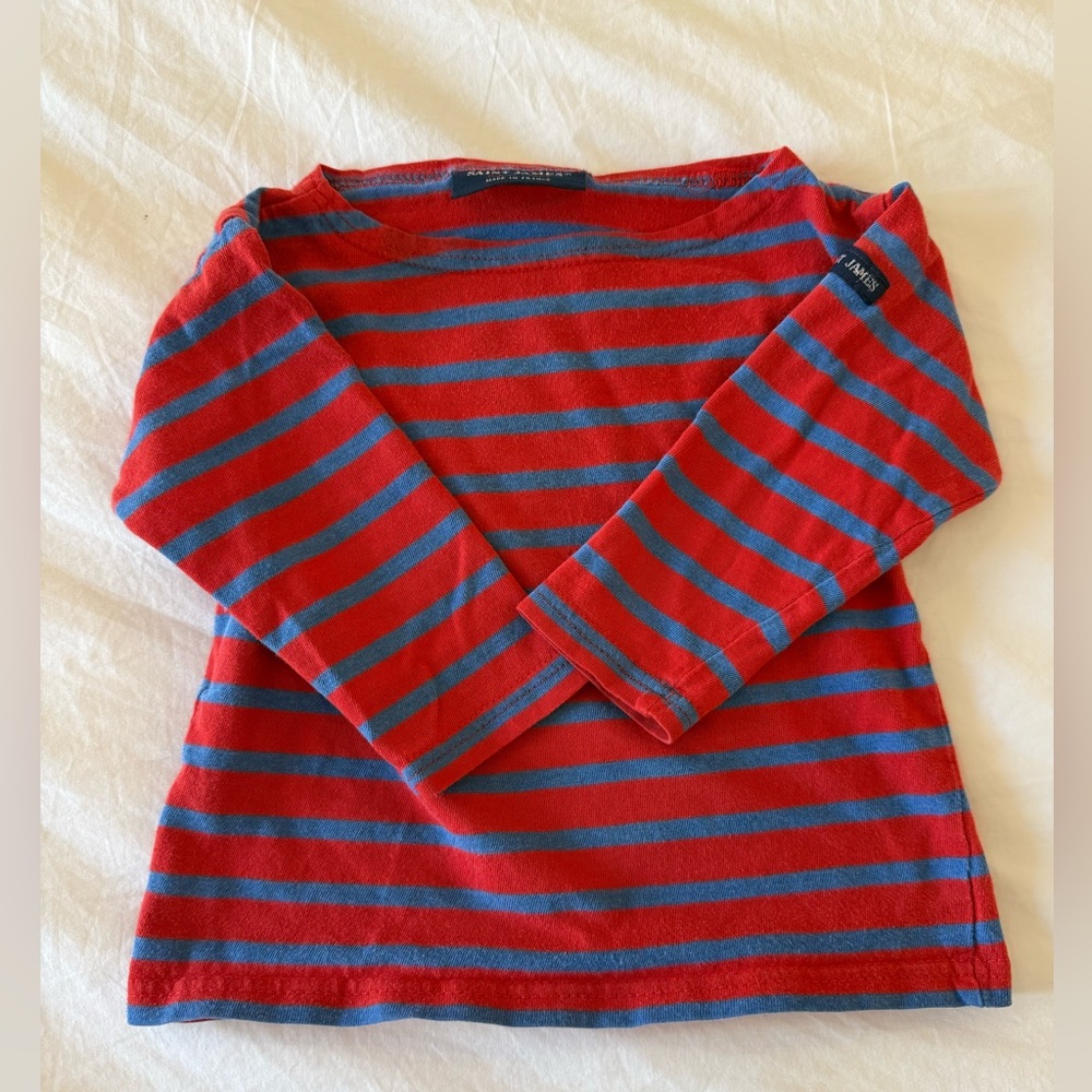 Saint James Blue and Red Striped Long Sleeved Shirt